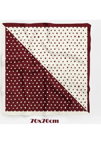 İkilem Puantiye Desen Mürdüm 70 70cm Bandana/fular Çok Renkli
