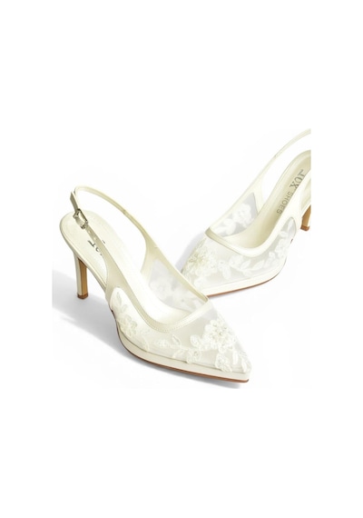 Fox Shoes Y246157609 Sedef İşlemeli İnce Topuklu Gelinlik Ayakkabısı