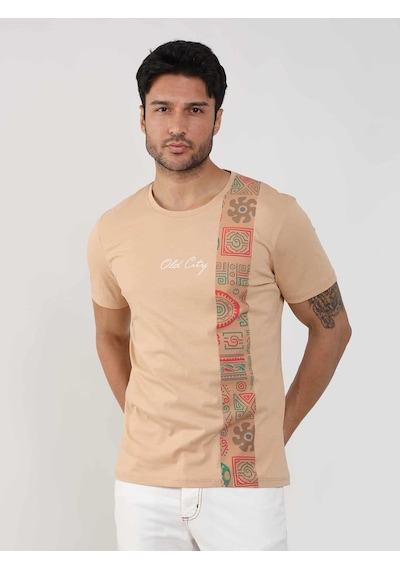 Dufy Vizon Erkek Slim Fit Desenli O Yaka Tshirt - 105314-vizon Vizon