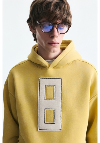 Vamos Numara Baskılı Oversize Sweatshirt Sarı