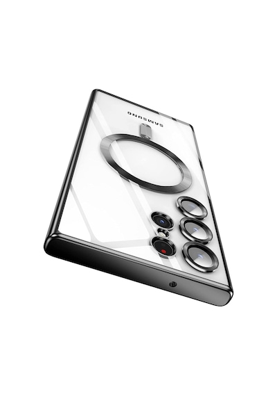 Teknomoda Samsung Galaxy Uyumlu S23 Ultra Kılıf Kamera Lens Korumalı Renkli Magsafe Şeffaf Kapak