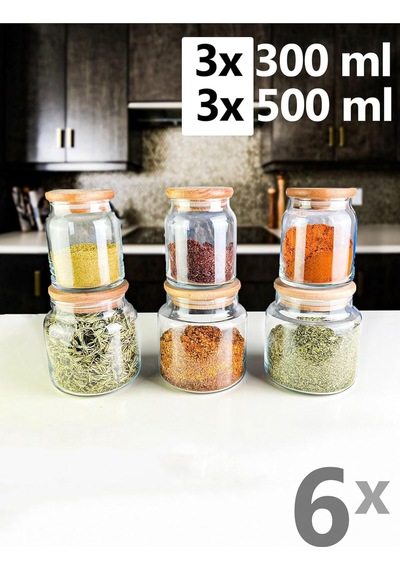 Denizcan Home 6'li Bambu Kapaklı Lüks Baharatlık Takımı Çok Renkli