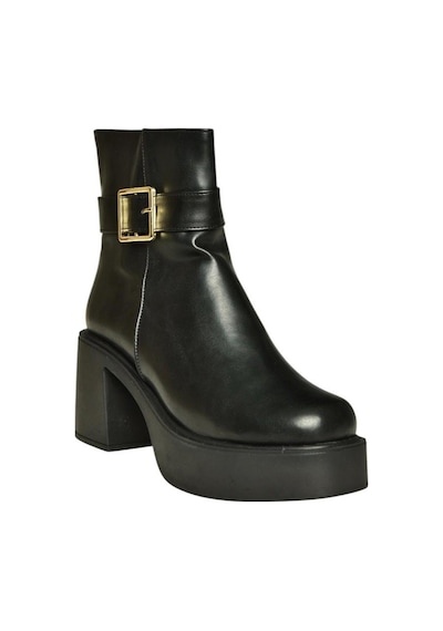 Fox Shoes V726446609 Siyah Kalın Topuklu Kadın Bot Siyah-Suni Deri