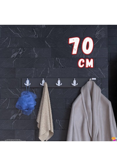 Modilayn Arı Serisi 15 Kancalı Banyo Askısı - 5'li Set 66,4x9,6 Cm Ekstra Düzen Ve Yer Tasarrufu Antrasit