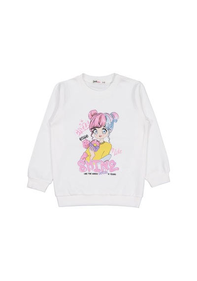 Civil Girls Anime Baskılı 2-5 Yaş Sweatshirt Ekru
