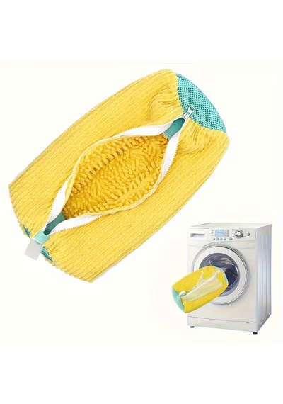 Mikrofiber Astarlı Ayakkabı Yıkama Çantası & Koruyucu Fermuarlı Çamaşır Filesi Sarı