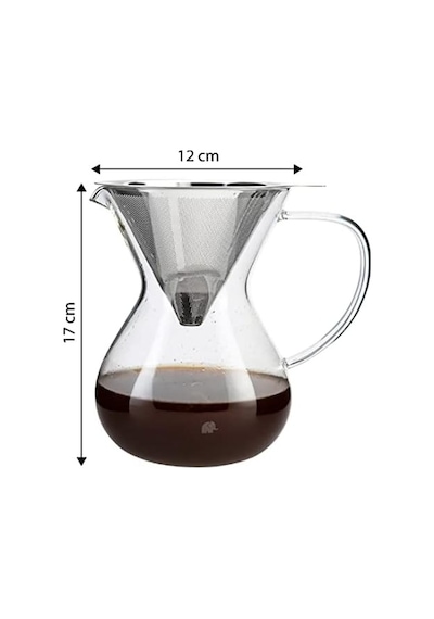, Cam Kahve Demleme Çelik Süzgeçli 850 Ml, Tek Ebat, Çok Renkli Aeropress