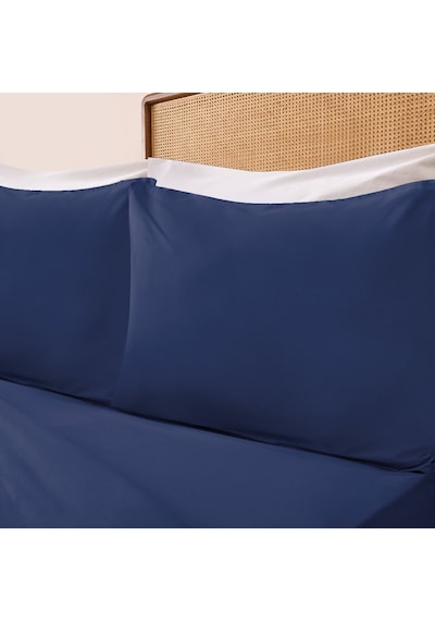Soft Oxford Yastıklı Çift Kişilik Nevresim Takımı - Lacivert Renkli