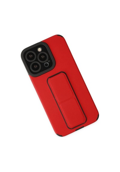 Apple İphone 13 Pro Max Kılıf Mega Standlı Silikon - Kırmızı