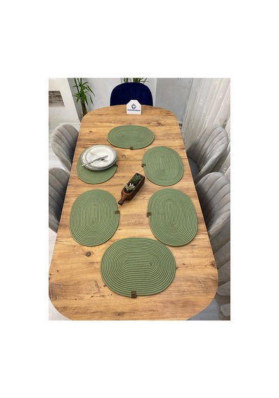 Jüt Hasır Amerikan Servis Oval Supla 6 Lı Yeşil Yeşil