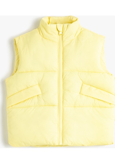 Koton Şişme Yelek Dik Yaka Fermuarlı Cepli Sarı 3skg20011aw 3SKG20011AW161 Sarı
