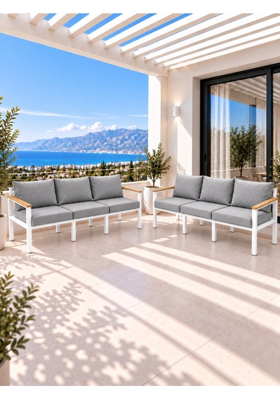 Neokas L Köşe Koltuk Takımı 6 Kişilik Bahçe Mobilyası Balkon Ve Teras Oturma Grubu Beyaz Neokas L Köşe Koltuk Takımı 6 Kişilik Bahçe Mobilyası Balkon Ve Teras Oturma Grubu Beyaz