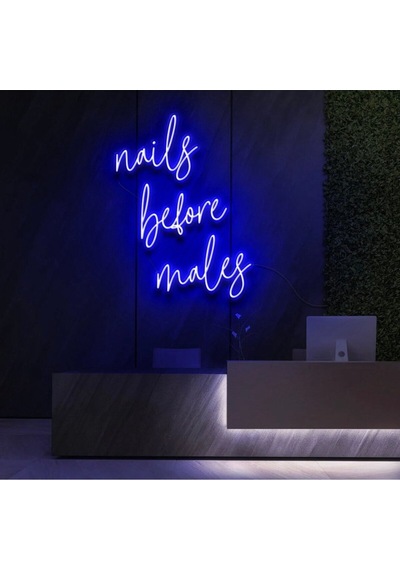Nails Before Males Yazılı Neon Tabela Mavi