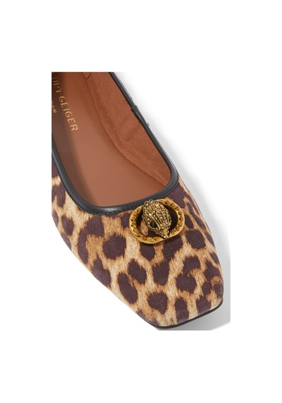 Kurt Geiger Chelsea Leopar Desenli Kare Burun Balerin Ayakkabı Kahverengi