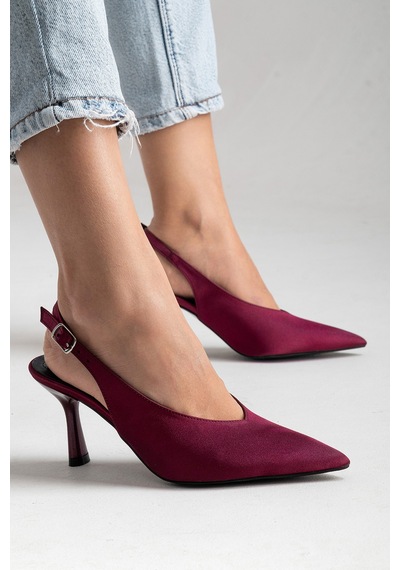 Esatsani Bordo Saten Arka Açık 9 Cm İnce Topuklu Özel Günler Davet Stiletto Kadın Ayakkabı Bordo Saten Esatsani Bordo Saten Arka Açık 9 Cm İnce Topuklu Özel Günler Davet Stiletto Kadın Ayakkabı Bordo Saten