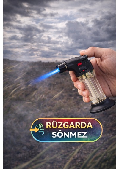Turbo Torch Pürmüzlü Çakmak 1300 C Jet Alev Gaz Ayarlı Kilitli Doldurulabilir Torch Çakmak