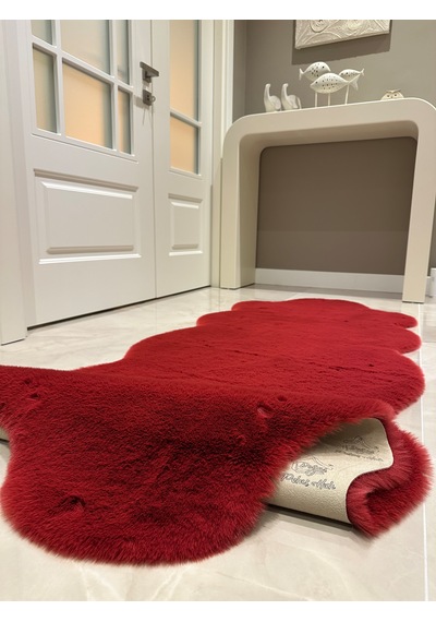 Ultra Soft Bordo Yumuşak Dokulu Peluş Halı Çift Kafa Post