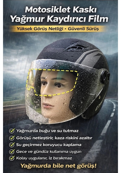 Kaplamafilm Motorsiklet Görüş Netliği Kaza Riski Önleyici Su İtici Buğu Önleyici Kaplama Film Diğer