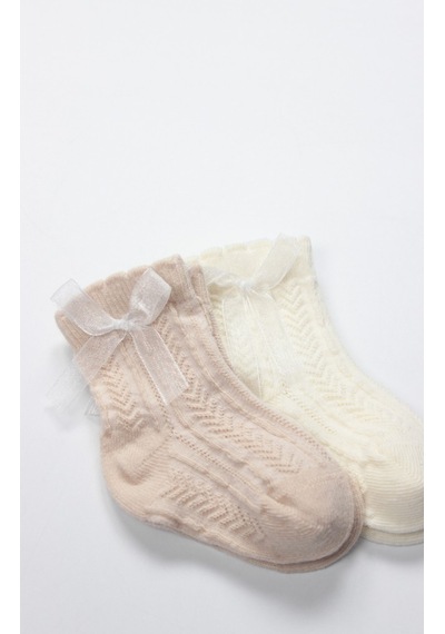 Erturkstore Fiyonklu Penye Soket Çorap 2li 10149 Somon Çok Renkli