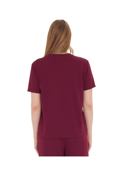 Thiff Gymwear Kadın Modal Kumaş Kısa Kolu Basic Tişört Bordo