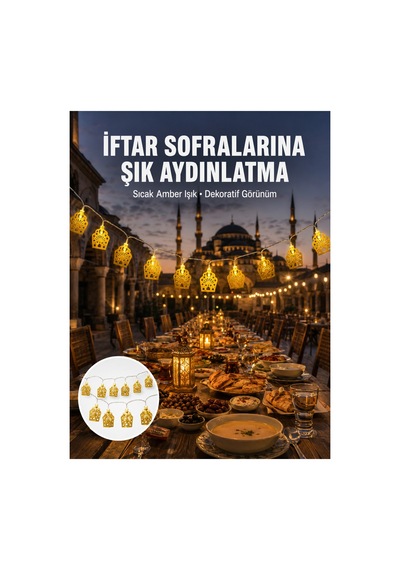 Dekoratif Ramazan Led Işık Pilli Cami Tasarımlı Zincir Aydınlatma Yeni Nesil Diğer Diğer
