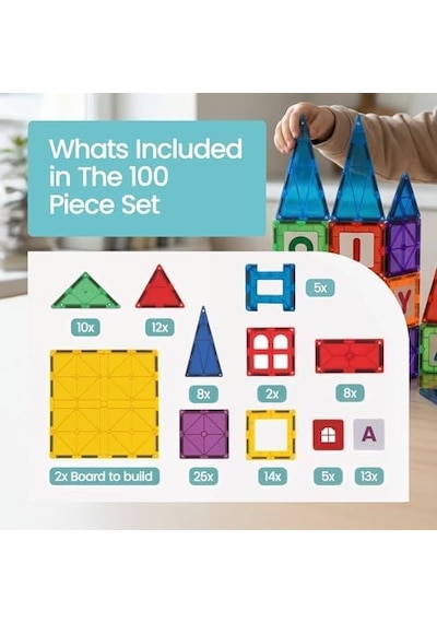 100 Parça Manyetik Blok Set 3+ Yaş Bebek Ve Çocuklar İçin Stem Montessori Eğitim Seti Okul Öncesi Ve İlkokul Çocuklarına Uygun Oyuncak