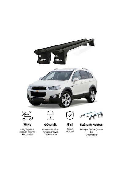 Trio-ı Chevrolet Captiva 2007-2015 Uyumlu Siyah Kilitli Ara Atkı 120cm Port Bagaj Tavan Barı