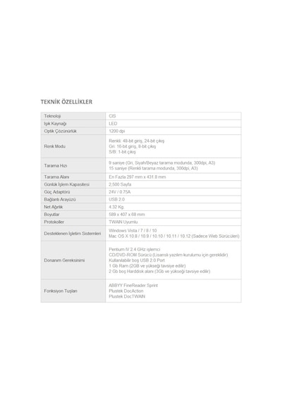 Plustek Opticslim 1180 A3 Tarayıcı