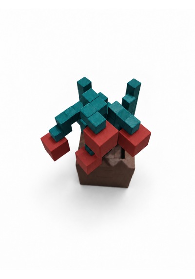 Piksel İnci Çiçeği Biblo - 3d Baskı, Minecraft Esintili Kırmızı