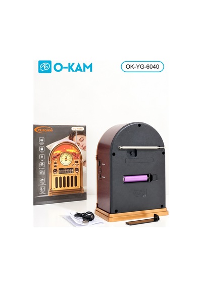 O-kam Ok-6040 Bluetooth Saatli Şömine Efektli Şarjlı Retro Radyo