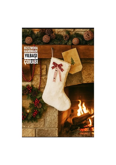 Yılbaşı Ağacı Çorabı Şömine Çorabı Yeniyıl Dekoratif Çorap Noel Çorabı
