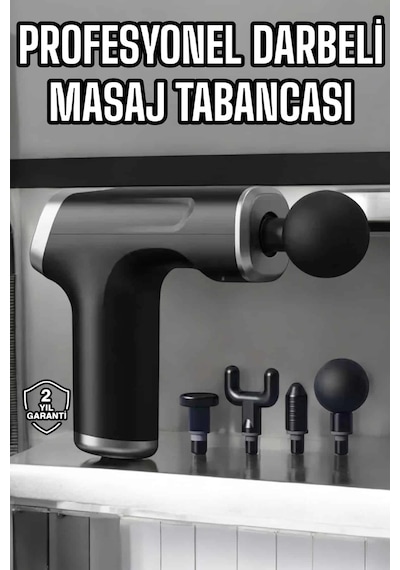 Mey İthalat Masaj Tabancası 4 Başlıklı Kas Ve Vücut Ağrıları İçin Şarjlı Darbeli Diğer