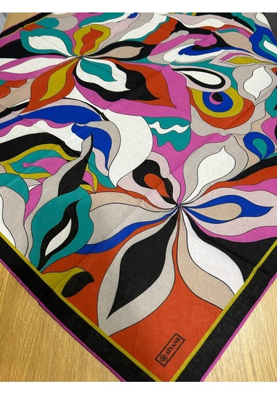 Siyane Scarf Naturel Desen Eşarp 15 Çok Renkli