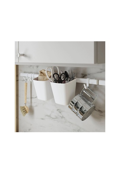 Ikea Sunnersta Duvar Rayı, Beyaz, 4 Kancalı Ve 2 Kutulu Set