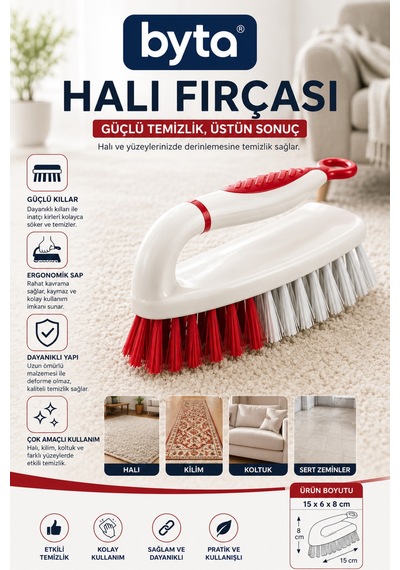 Halı Fırçası Ergonomik Saplı Çok Amaçlı Halı Kilim Koltuk Ve Döşeme Temizlik Fırçası 1 Adet Karışık Renk Gönderilir