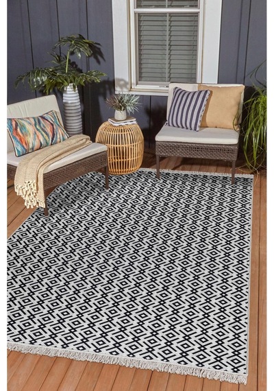 Arya Vl Çift Taraflı,katlanabilir,yıkanabilir,yüksek Kalite Pamuk Salon,oturma Odası,balkon Kilim Krem-antrasit2