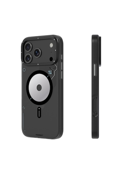 Apple Uyumlu iPhone 17 Pro Kılıf M-safe Şarj Özellikli Disk Desenli Youngkit Disc Battle Kapak Siyah Siyah