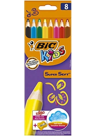 Kids -üç Kenarlı-yumuşak Boyama Kalemi 6 2 Mm 8-çeşitli Renklerde Kartonetuı Her Biri 8 Adet -dahil Kalemtraş Çok Renkli