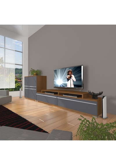 Decoraktiv Ekoflex On Mdf Tv Ünitesi Tv Sehpası Ceviz - Antrasit