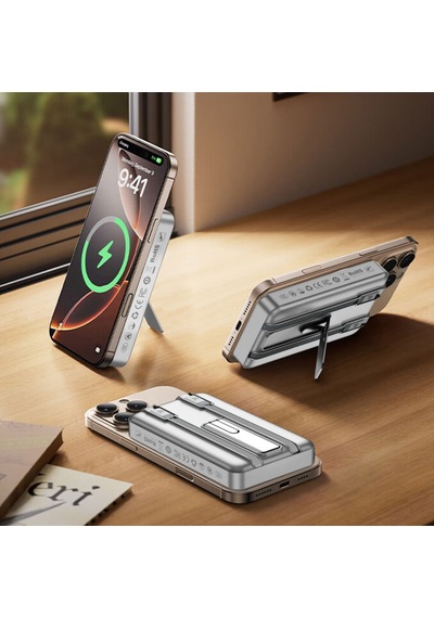 Wiwu Wi-p056 Taşınabilir Wireless Şarj Ve Pd Hızlı Şarj Özellikli Powerbank 15w 10000mah Gri