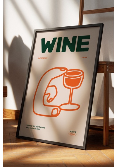 Wine Dekoratif Poster Tablo Siyah Çerçeveli