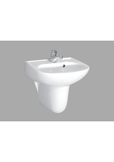Ece Banyo 45x35 cm Yarım Ayaklı Lavabo Seti - Batarya Delikli Beyaz