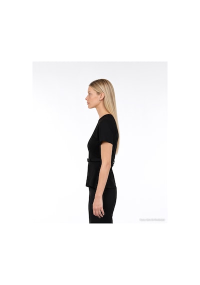 Yargıcı Kemer Detaylı Kısa Kol T-shirt 26kkts9009x 001 Siyah