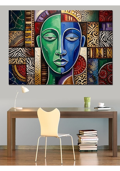 İki Yüzlü Soyut Modern Sanat Dekoratif Kanvas - Mdf Ahşap Tablo