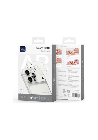 Apple iPhone 17 Pro Max Uyumlu Wiwu Lg-013 Lens Guard Matte Kamera Lens Koruyucu Şeffaf