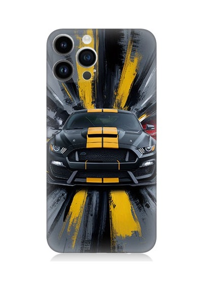 Apple Uyumlu iPhone 14 Pro  Sarı Spor Araba Desenli Silikon Kılıf