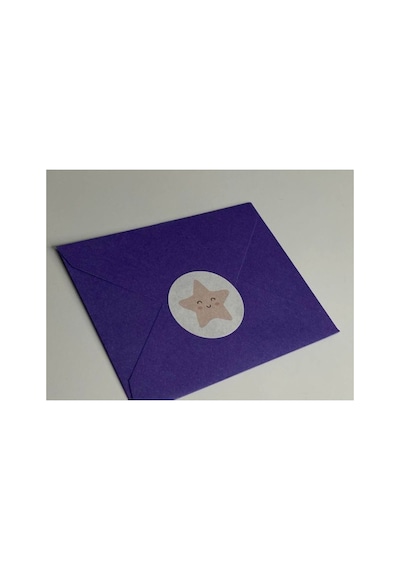 Pembe Gülücük Yıldız Etiketi Yuvarlak Mat Çıkartma Minik Yıldız Round Sticker 3 Cm 95 Adet Çok Renkli