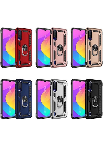 Xiaomi Mi A3 Yüzüklü Standli Vega Kilif Ekran Koruyucu 510330626