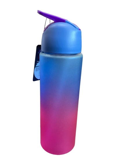 Impress Matara Suluk Pipetli Kapaklı Ombre Renk Geçişli Mavi Mor Pembe 700ml Su Şişesi Bpa Free Tritan