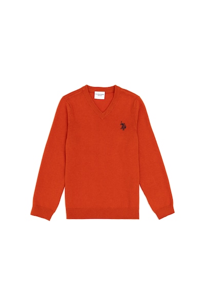 U.S. Polo Assn. Erkek Çocuk Kiremit Basic V Yaka Kazak 50294200-VR031 U.S. Polo Assn. Erkek Çocuk Kiremit Basic V Yaka Kazak 50294200-VR031